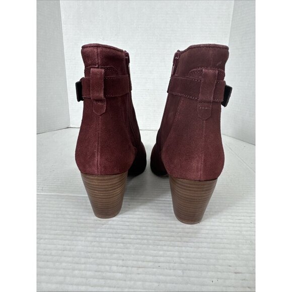 Diba Sleek Bootie Boot Women's 8M Burgundy Suede Stacked Heel NWOB 9336 - Picture 3 of 14